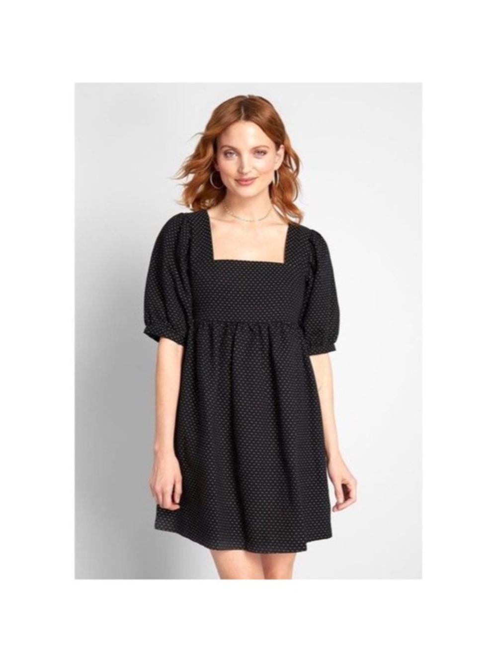 ModCloth Sunset Soiree Babydoll Polka Dot Mini Dress Black White Sz 0 NWT